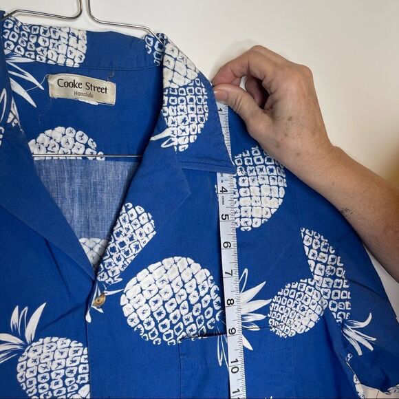 Cooke Street Blue-White Tropical Floral SS Button Shirt in‎ Size Medium - Picture 5 of 8